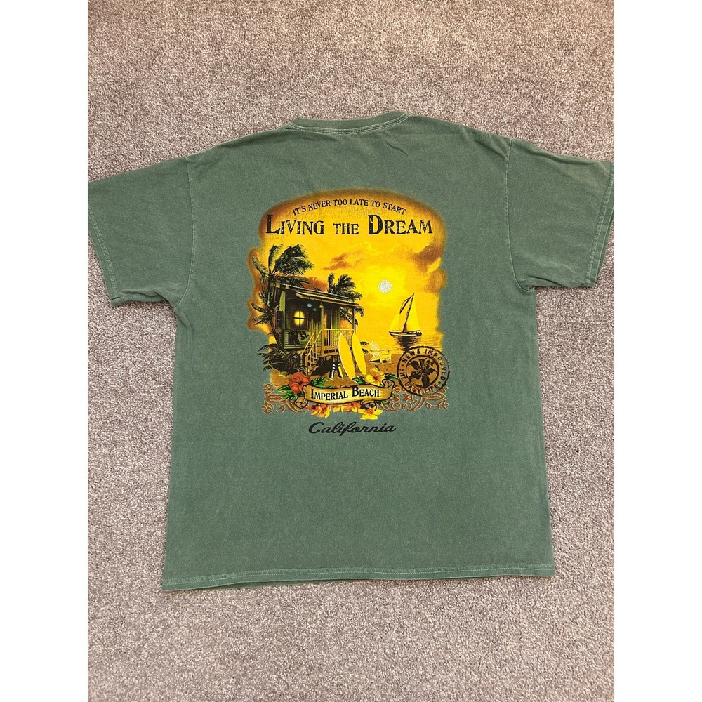 Blue 84 Imperial Beach California T-Shirt Mens L Green Living The Dream